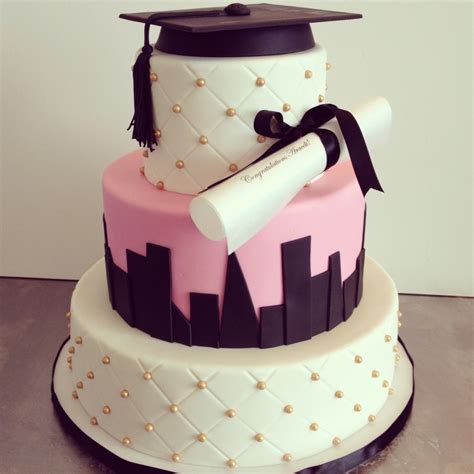 Skyline Mortarboard And Diploma Graduation Cake