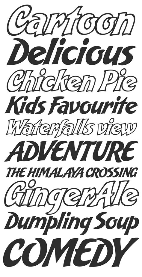 Bakery Script Pies Kids Outline Fonts Brush Drawing Yum Yum Chicken