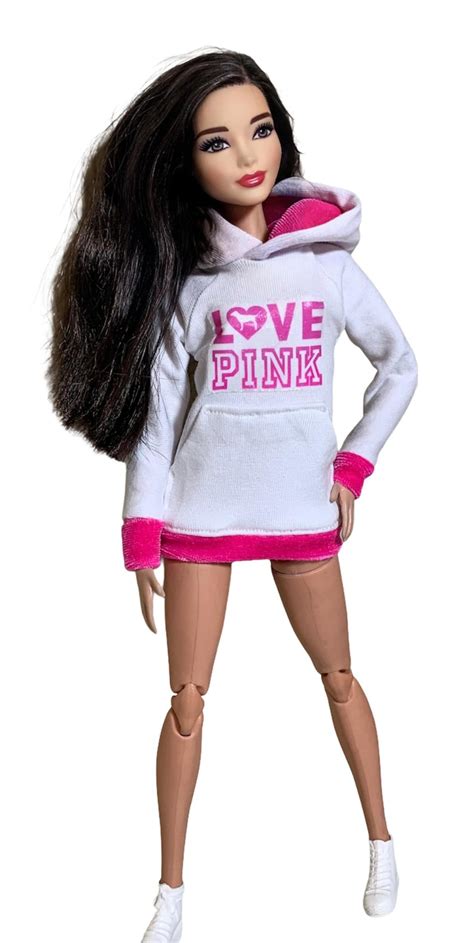Barbie Doll Hoodie White Hoodie For Barbie Doll Pink Sweater Etsy