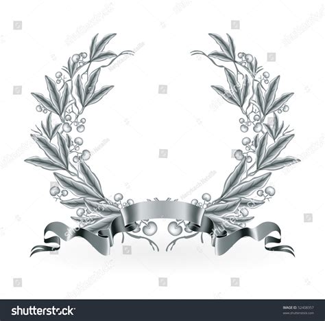 Silver Laurel Wreath Vector Stock Vector Royalty Free 52408357