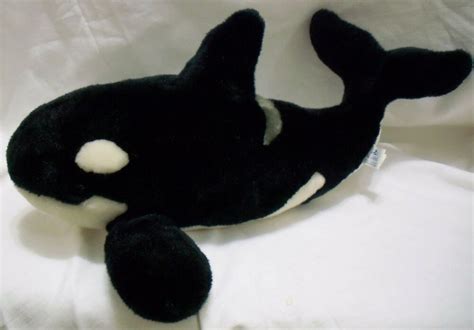 Sea World Orca Killer Whale Plush Stuffed Animal Black White 16