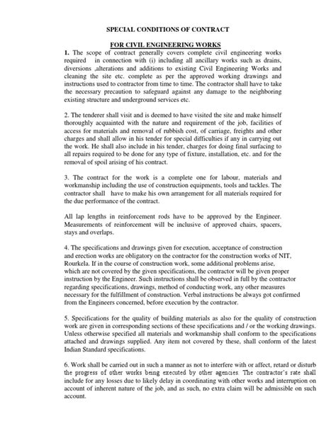Standard building specifications for building works by jkr malaysia 2005. Special Conditions of Contract (Civil Works ...
