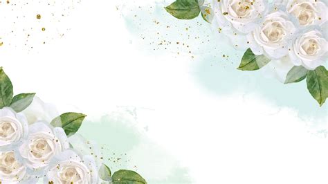 Watercolor Wedding Floral Background With White Roses White Rose