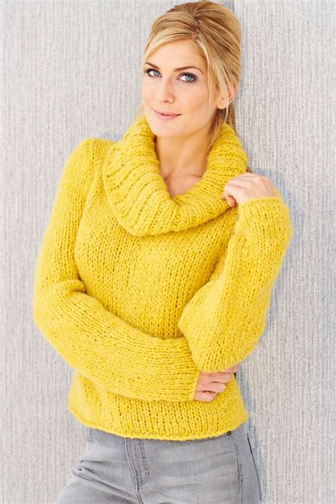 Womens Chunky Cowl Neck Jumper Knitting Pattern The Knitting Network Ladies Turtleneck