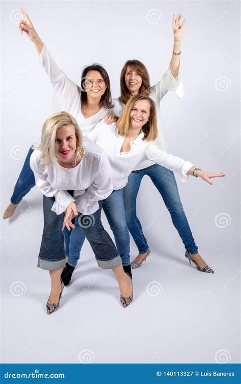 Photo Session For Female Friends Stock Image Image Of Caucasian