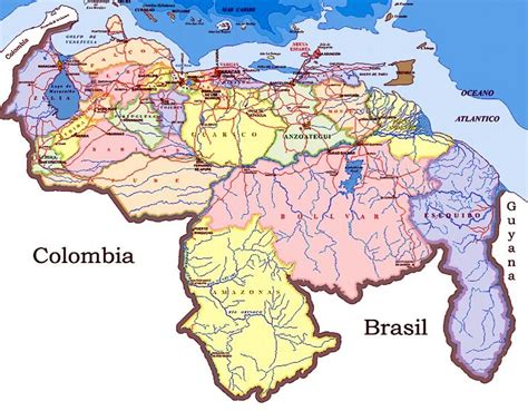Mapa Regional De Venezuela Y El Mar Caribe Venemia