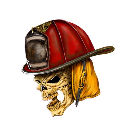 Firefighter Skull Decal Full Color Firefighter Skull Decal Etsy