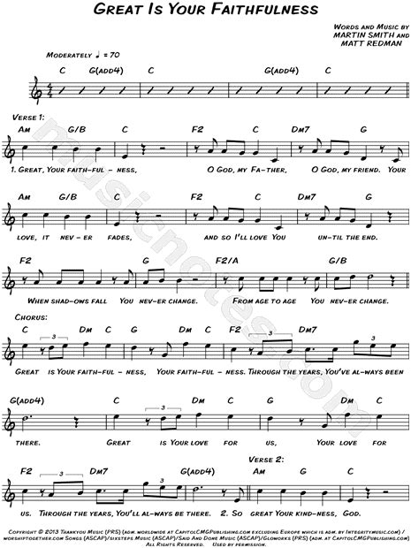 How to write chord progressions. Martin Smith "Great Is Your Faithfulness" Sheet Music ...