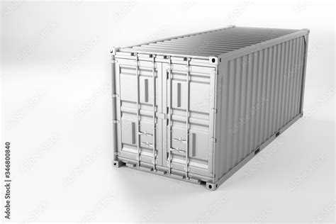 A High Quality Image Of A White 20ft Shipping Container On A White