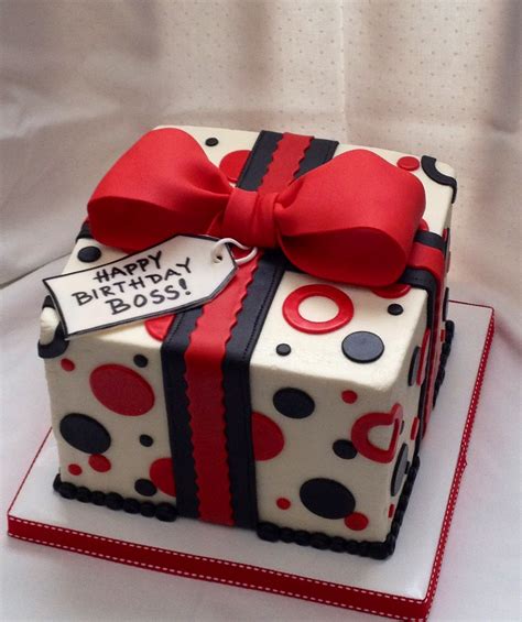 Pretty Present Cake Red Black And White Elegant Birthday Cakes