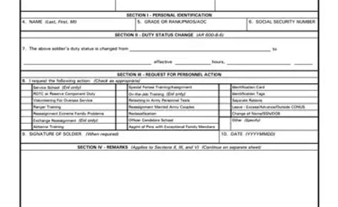 20 Printable Da Form 4187 Templates Fillable Samples In Pdf Word To