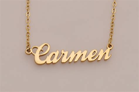 Carmen Name Letter Necklace Fancy Pattern Custom Name Etsy