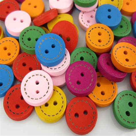 100pcs 15mm Round Wooden Buttons Mixed Multicolor Decorative Buttons 2