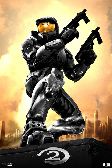 Halo 2 Poster Anniversary Style Halo 2 Portadas De Historia Jefe