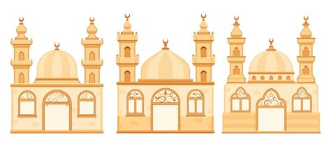 Premium Vector Mosques Isolated Cartoon Illustration