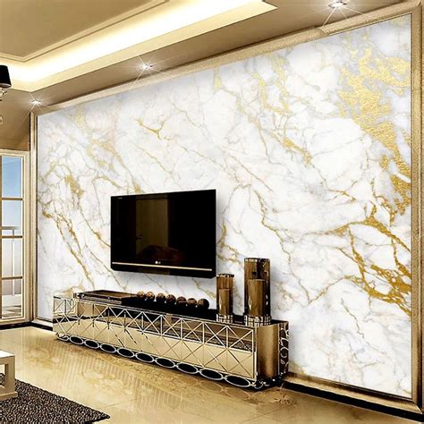Modern Simple Marble Wallpaper 3d Golden Stripe Luxury Photo Wall