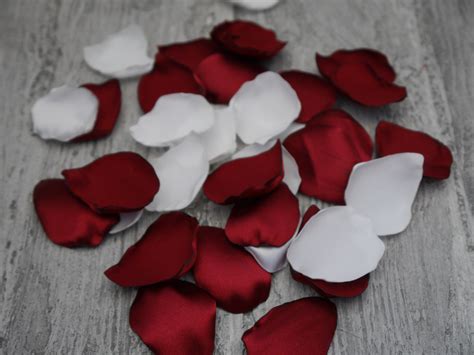 Burgundy And White Rose Petals Artificial Flower Petals Silk Etsy