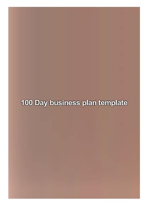 100 Day Business Plan Template By Martin Sarah Issuu