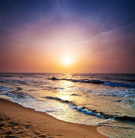 Beach Sunset Scenic Photography Background Printed Summer