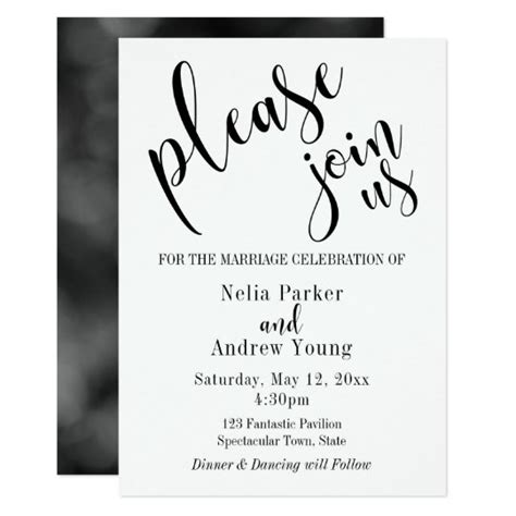 Simple Modern Please Join Us Typography Wedding Invitation
