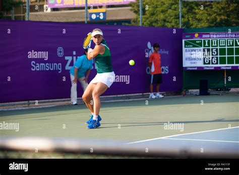 Professional Womens Tennis Player Sybille Bammer Prepares For A