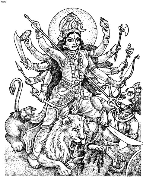 Hindu God Goddess Durga Sketch