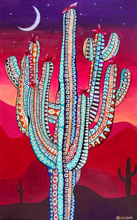 Saguaro Sunset Painting By Ashley Lane Desert Sunset Cactus Art Print