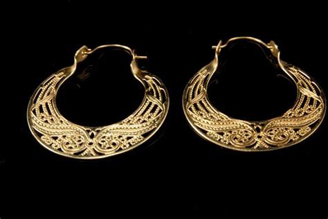 Vintage 14k Yellow Gold Filigree Hoop Earrings A802 13 Ebay