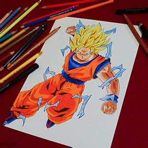 Las imágenes para dibujar a color son una manera especial y original de inspirarte y usarlas como base para hacer tus propios dibujos. Dibujo de Goku Super Saiyan 2 | Mi Esbozo en un Pozo