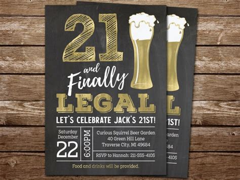 21st Birthday Invite For Men 21 And Finally Legal Birthday Invitation Digital Printable 21st