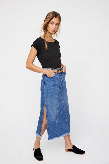 Long Denim Skirts With Side Slits Natalie