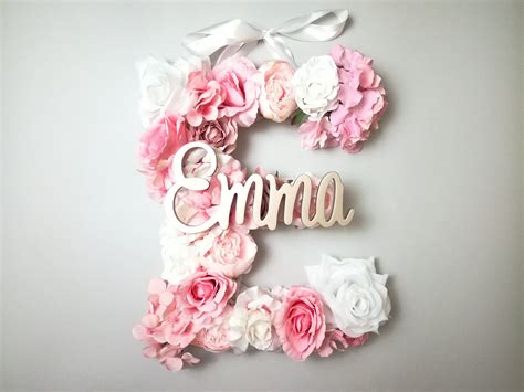 Emma T For Her Girls Name Sign Wall Name Sign Flower Etsy