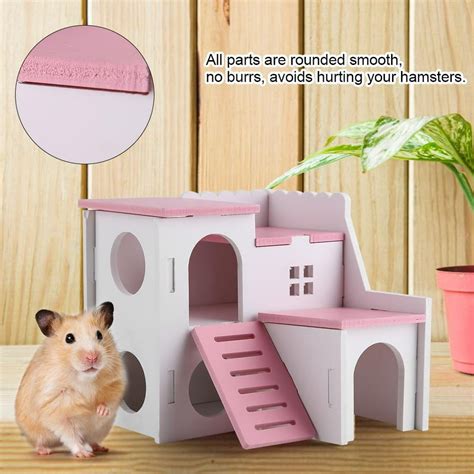 Lyumo Hamster Play House Wooden Assembled Villa Pet Nest House Double