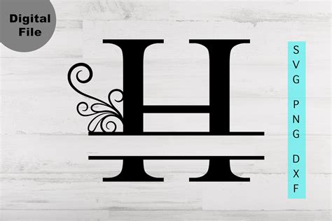 Split Monogram H Svgpngdxf Alphabet H Monogram Frame Etsy