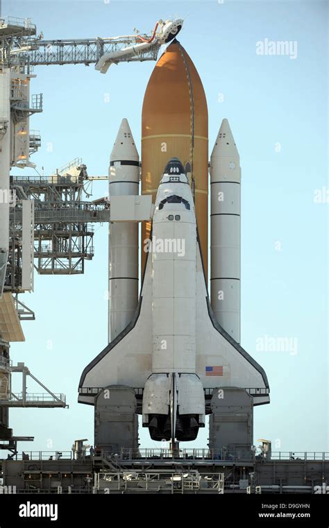 Space Shuttle Atlantis Sits On The Launch Pad At The Kennedy Space