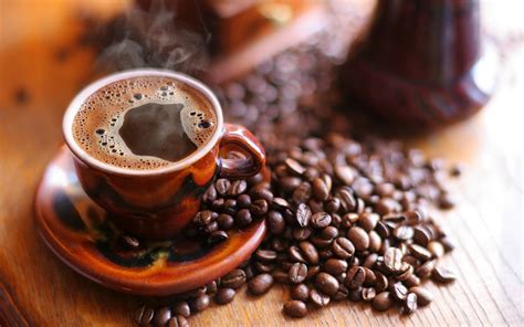 Wallpaper Coffee Drinks Steam Coffee Beans Foam Cup Resolution