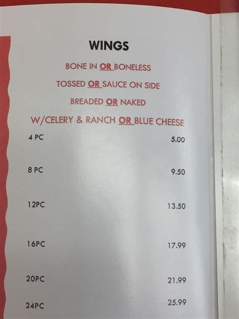 Menu at Just Wings restaurant, Elizabeth City