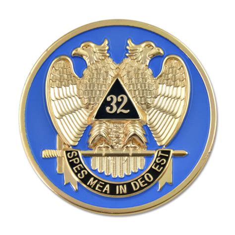 32nd Degree Scottish Rite Round Masonic Auto Emblem Blue And Gold 3