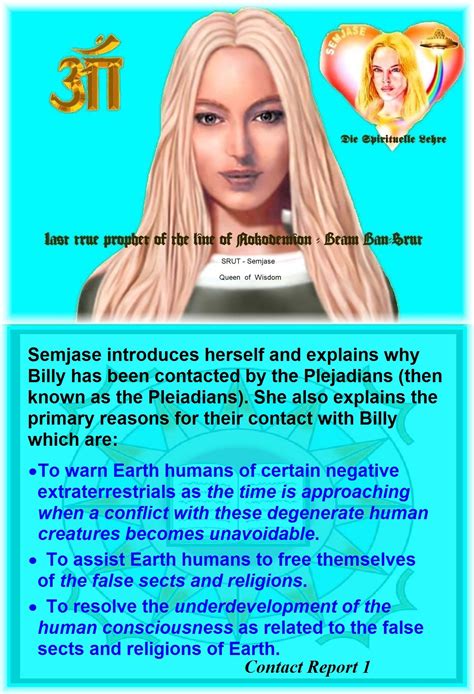 Semjase introduces herself and explains why Billy has been contacted by