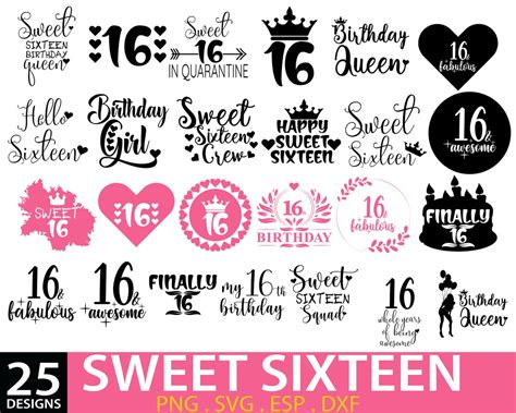 Sweet 16 Svg Editable Bundle Sweet Sixteen Svg Sweet 16 Svg Quote