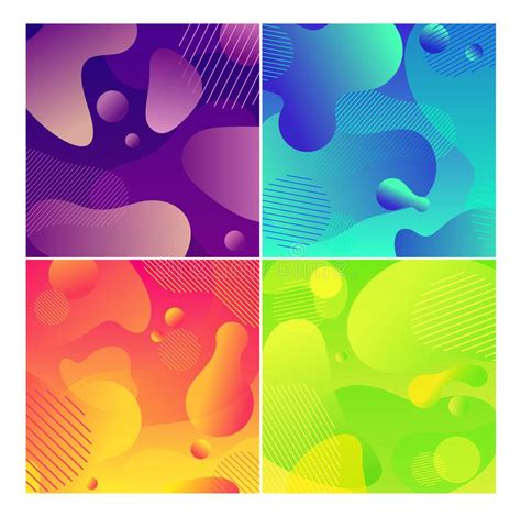 Color Abstract Fluid Social Media Background Set Stock Vector