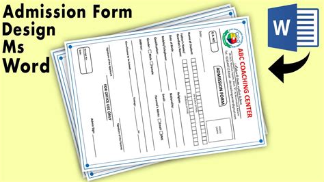 How To Make Admission Form Design In Microsoft Word Coaching Class