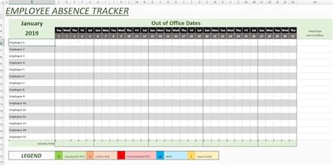 Employee Absence Tracker Excel Template Tutoreorg Master Of Documents