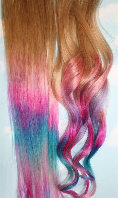 Deep blue based reds, violet reds. Ombre Tie Dye Hair Tips Set of 2 Dirty Blonde Human Hair