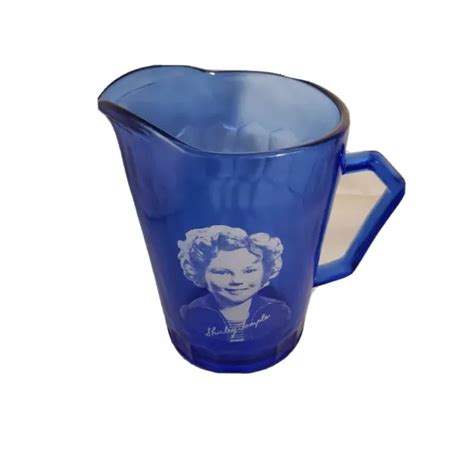 VINTAGE 1930S HAZEL ATLAS Shirley Temple Cobalt Blue Glass Pitcher