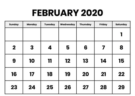 Printable Feb 2020 Calendar Templates With Holidays