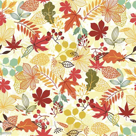 Seamless Vector Pattern With Stylized Autumn Leaves Stock