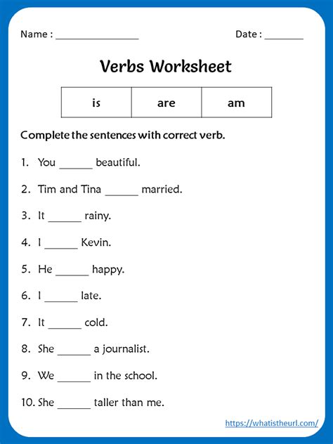 Is Are Am Verbs Worksheets For Th Grade Your Home Teacher