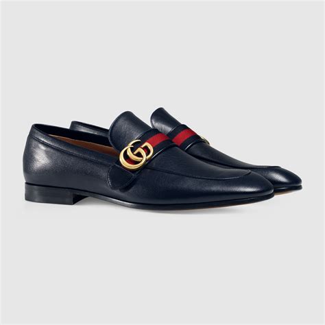 Leather Loafer With Gg Web Gucci