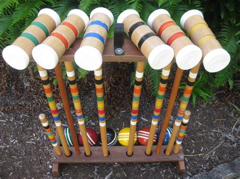 Vintage Wood Croquet Set With Stand Etsy